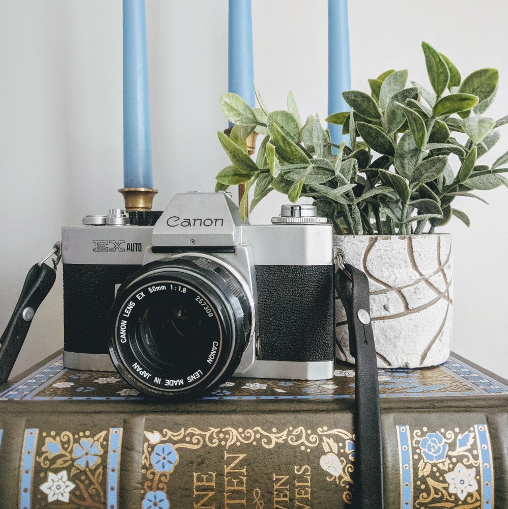 Vintage Camera with Strap, Decor